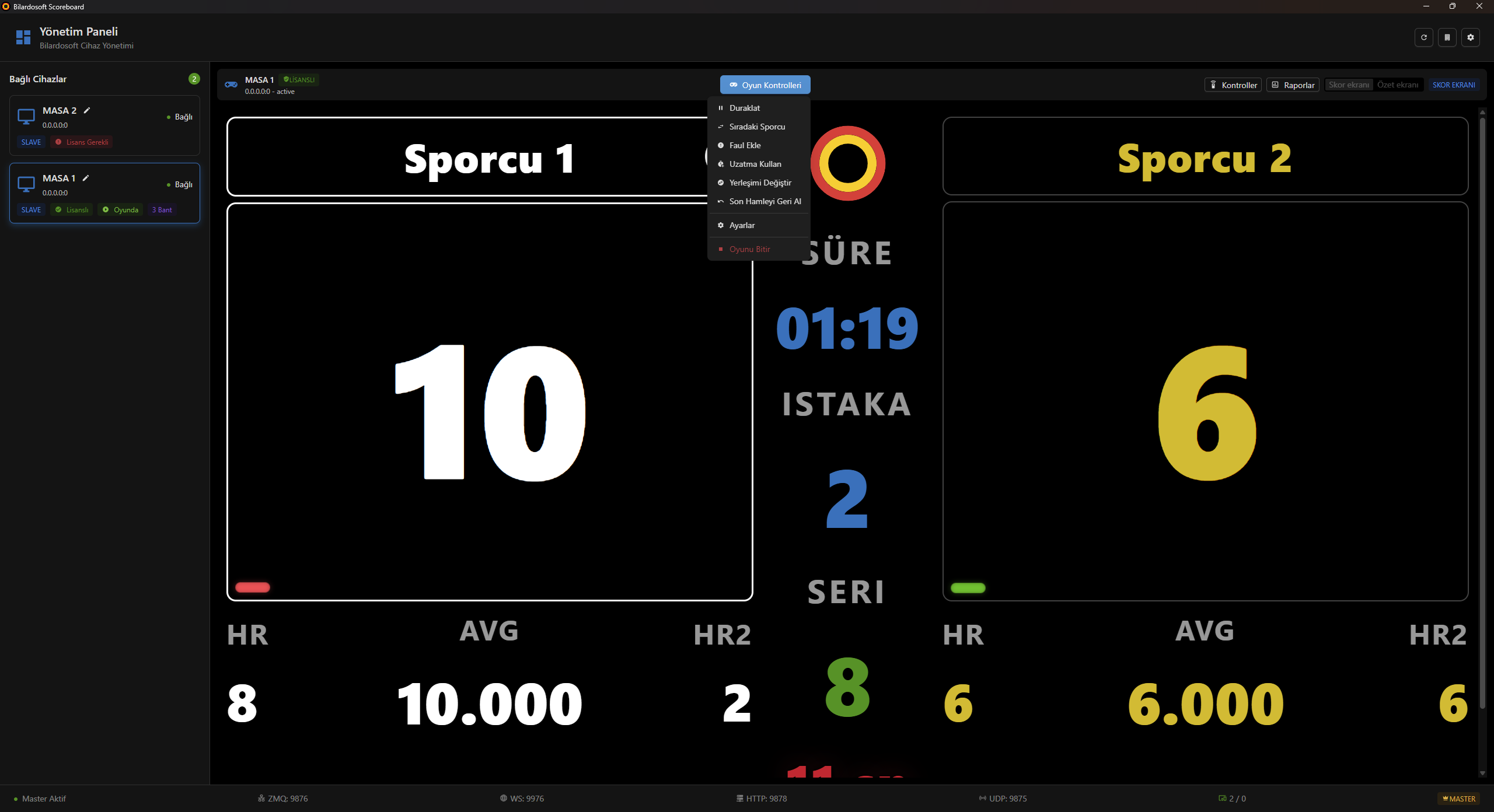 Bilardosoft Mobil Uygulama - Uzaktan Skor Yönetimi